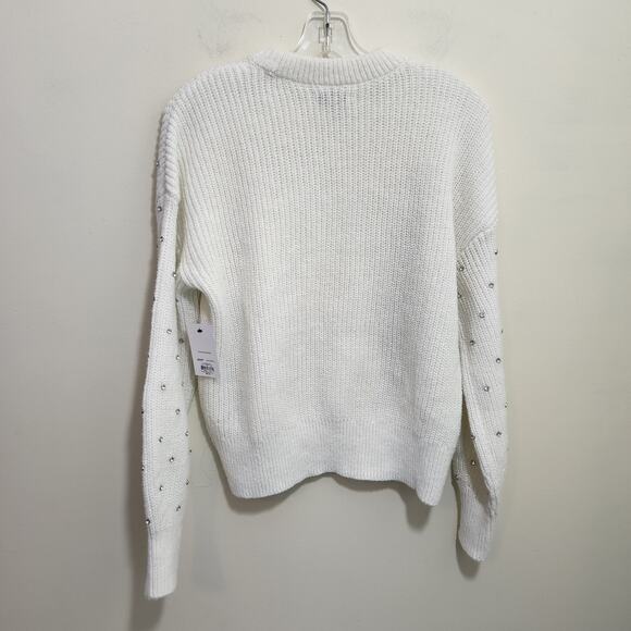 Nine West NWT daisy dew jeweled white knit sweater‎ woman's size medium - Picture 4 of 10